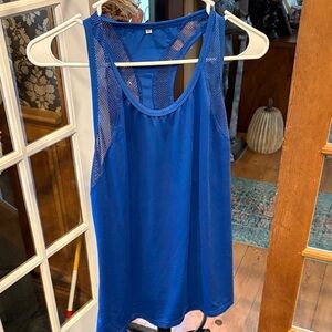Blue Sleeveless Mesh Women's Top